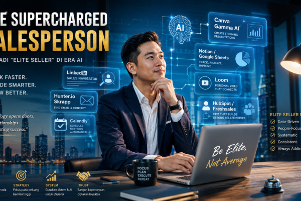 Panduan mendalam menjadi Elite Seller di era AI melalui strategi data, CRM, empati, dan sistem modern untuk sales hospitality dan bisnis global.