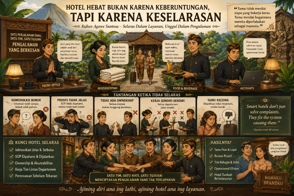 Hotel tidak gagal karena malas, tetapi karena tim sibuk tanpa alignment.